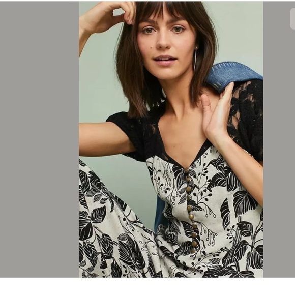 ANTHROPOLOGIE NWOT Maeve Lace Wide Leg Jumpsuit 6 - Picture 6 of 8